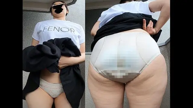 【ワンコイン人妻パンチラ】コンビニに走って入ってきて女の子になって出ていくおばさん