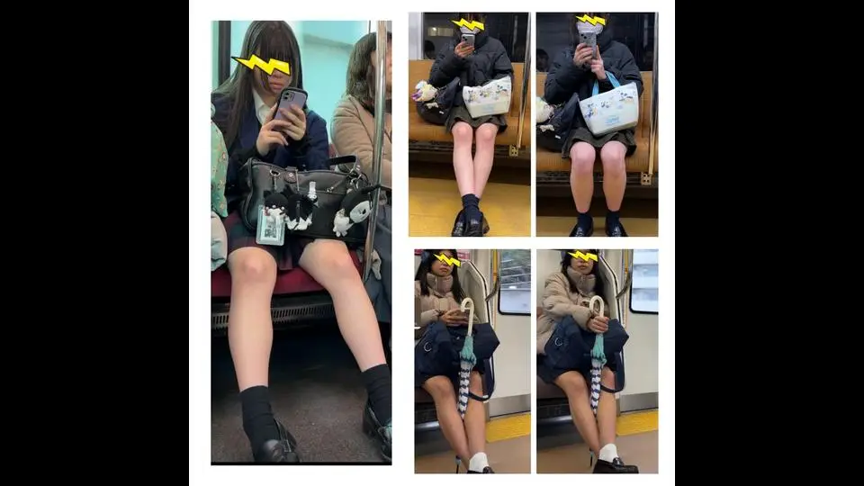 3名の制服美女の対面エロ過ぎる生脚美脚565